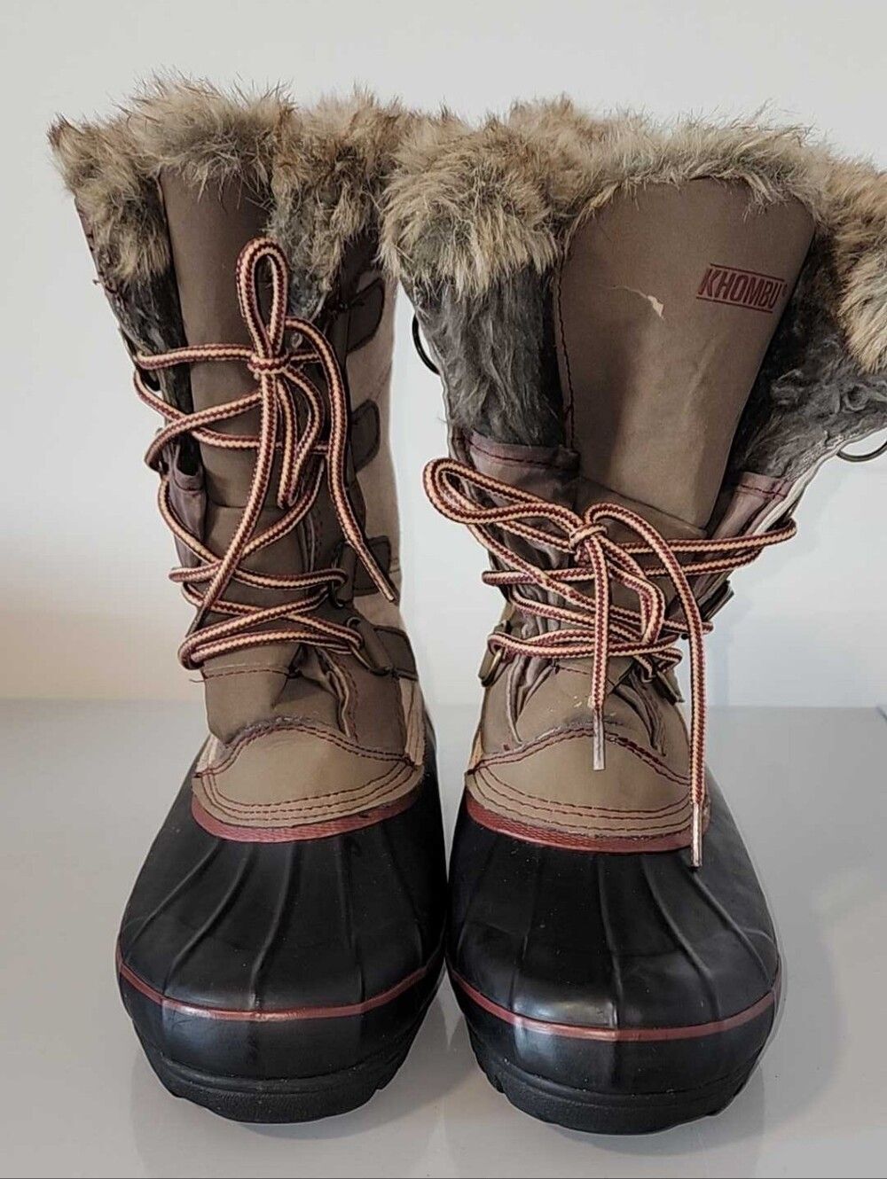 Khombu Women's Brown/Tan Faux-Fur Winter Boots